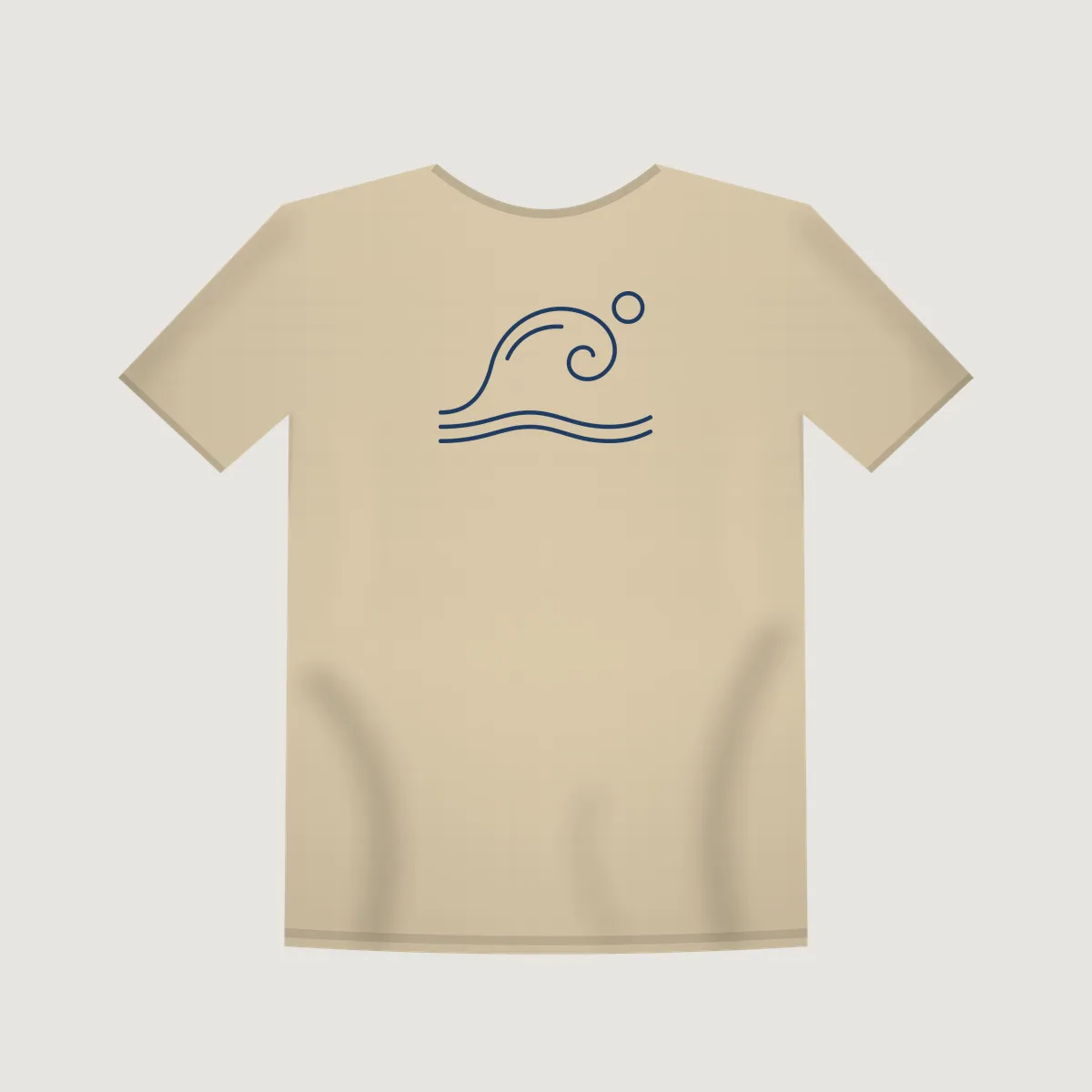 Flat mockup of a sand t-shirt with a line-art wave print
