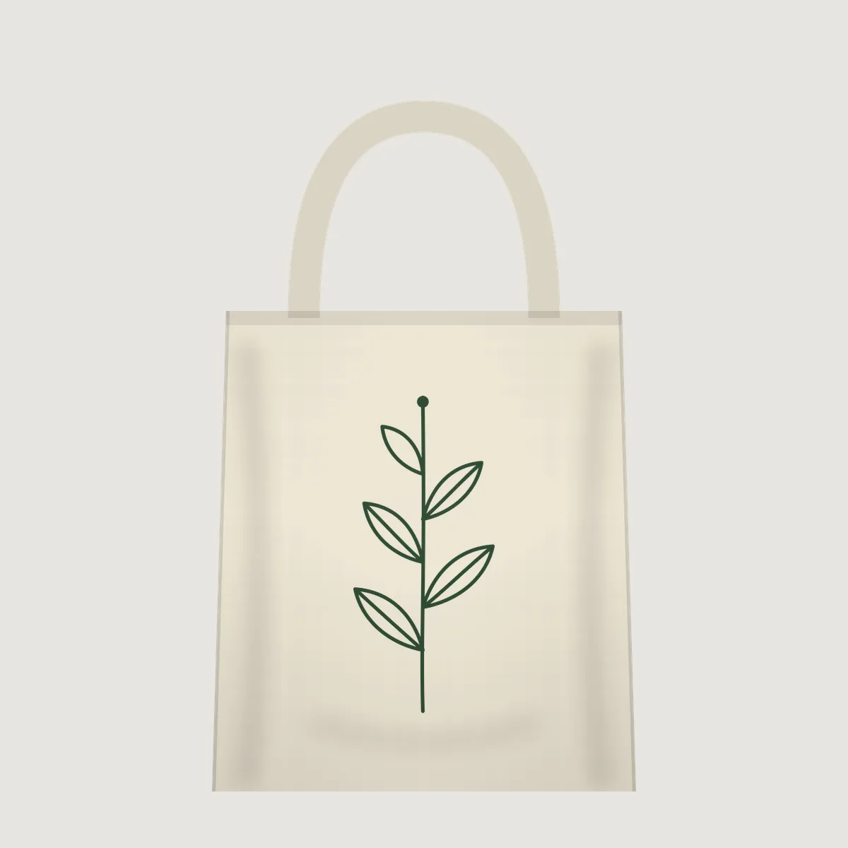 Natural canvas tote bag mockup with a botanical line sketch print
